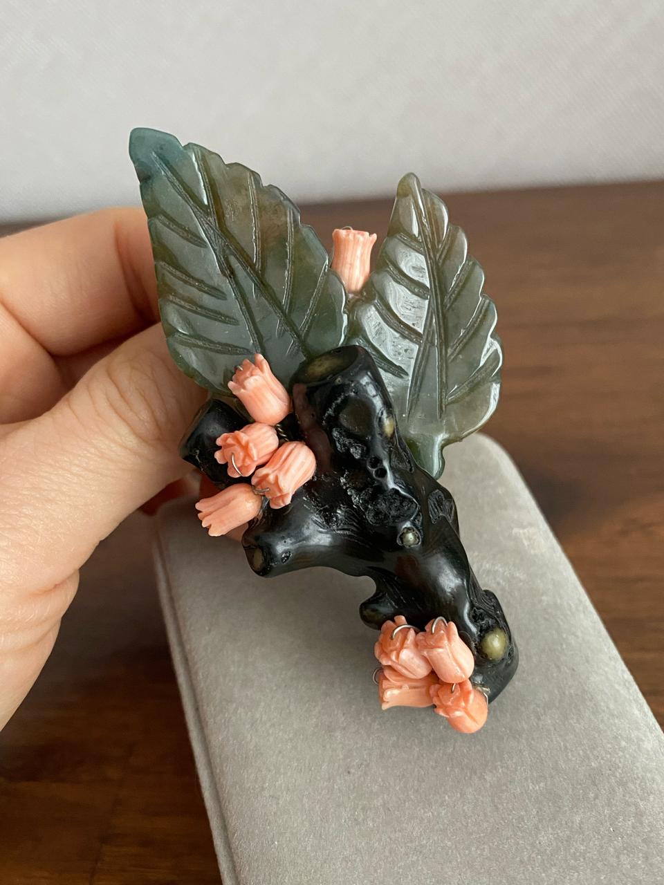 흑산호 브로치 겸 펜던트