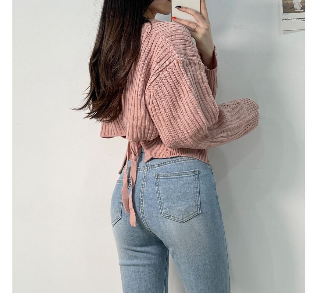 뒷트임 리본니트(네이비.새상품)