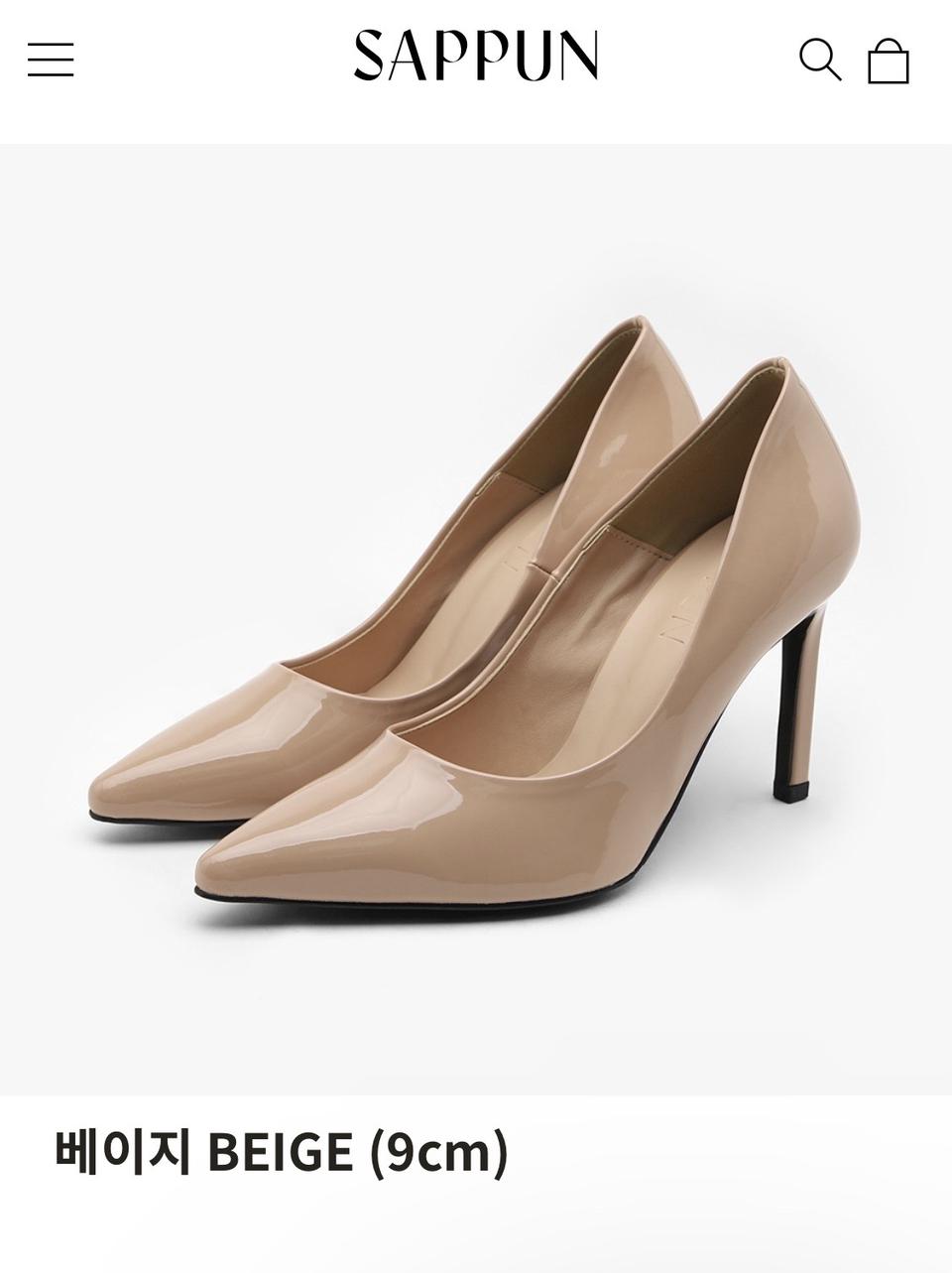 사뿐 에나멜 스틸레토힐 베이지구두