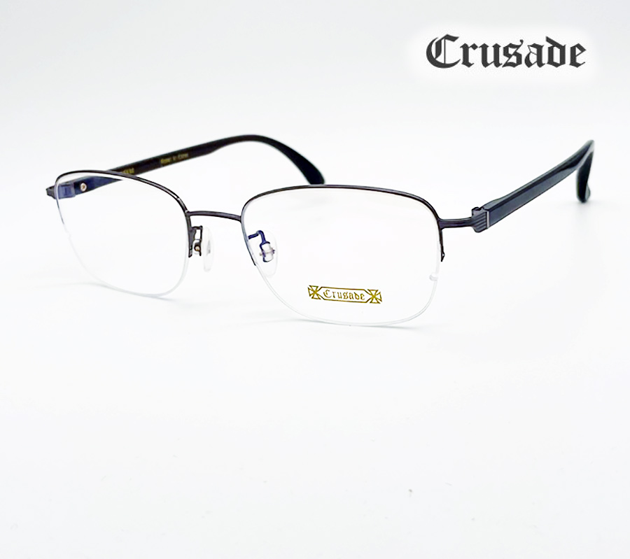 크루세이드 가벼운 그레이 반무테 C45110 안경테 새제품