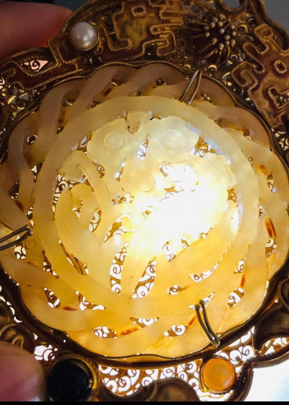 옛날 순은 유금 화전백옥 팬던트