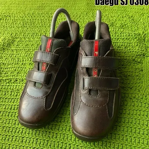 235) 프라다 정품 아메리카컵 브라운 벨크로 스니커즈 슈즈 신발