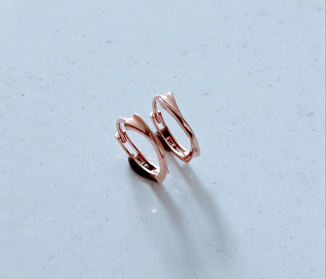 14k 핑크골드 원터치 링 귀걸이