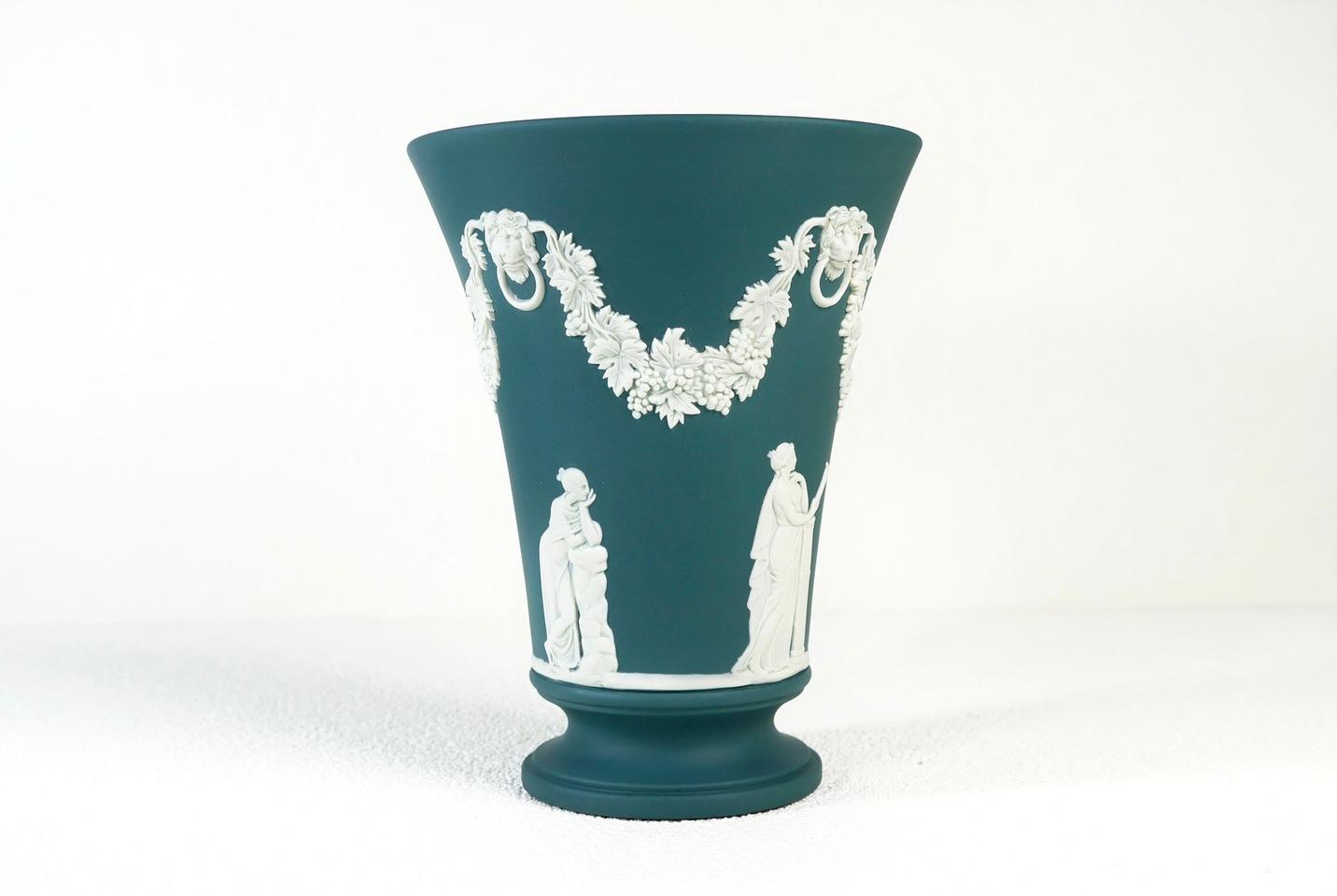 [영국엔틱] 웨지우드 제스퍼웨어 틸그린 사자머리 라지 베이스 화병