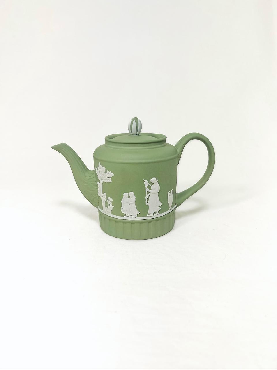 [영국엔틱] (레어)웨지우드 제스퍼웨어 미니어쳐 도자기 티팟_ 세이지그린