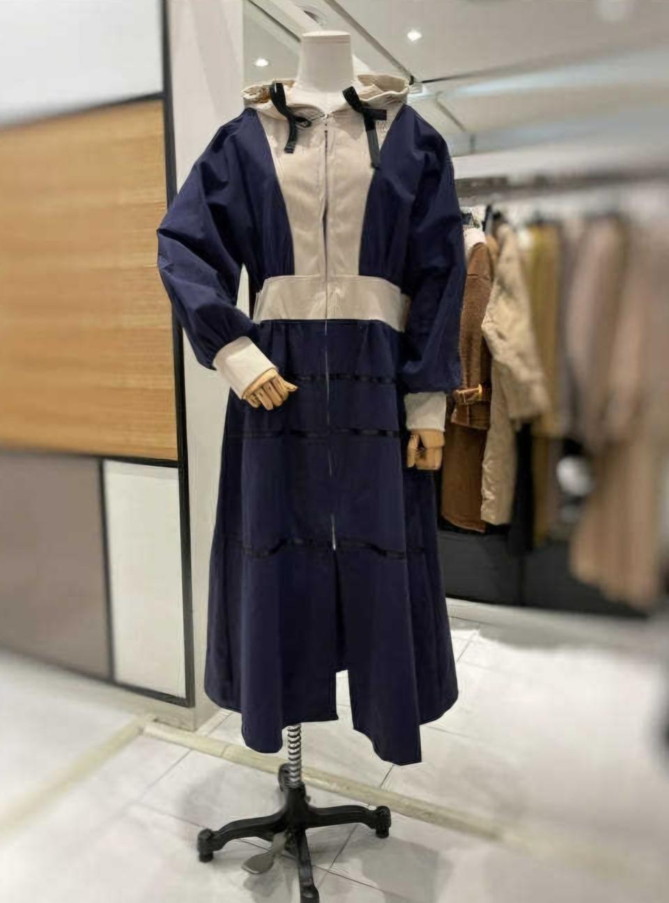 골덴 배색 후드 원피스