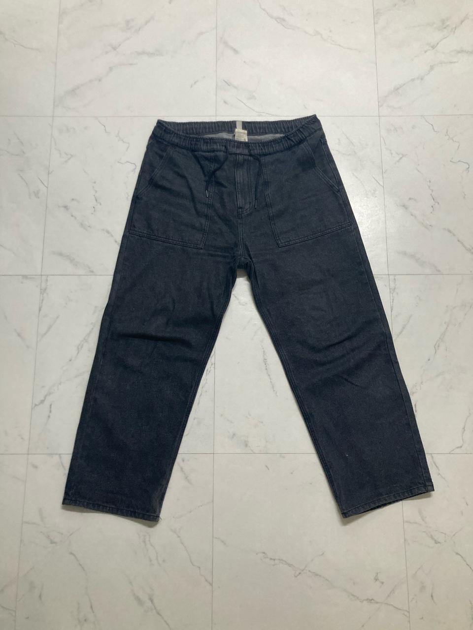 에잇세컨즈 와이드 흑청 밴딩 데님팬츠 34-36