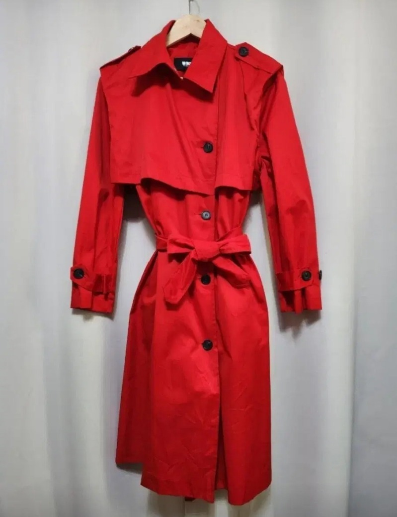 트렌치 벨트 자켓 코트 레드 아우터