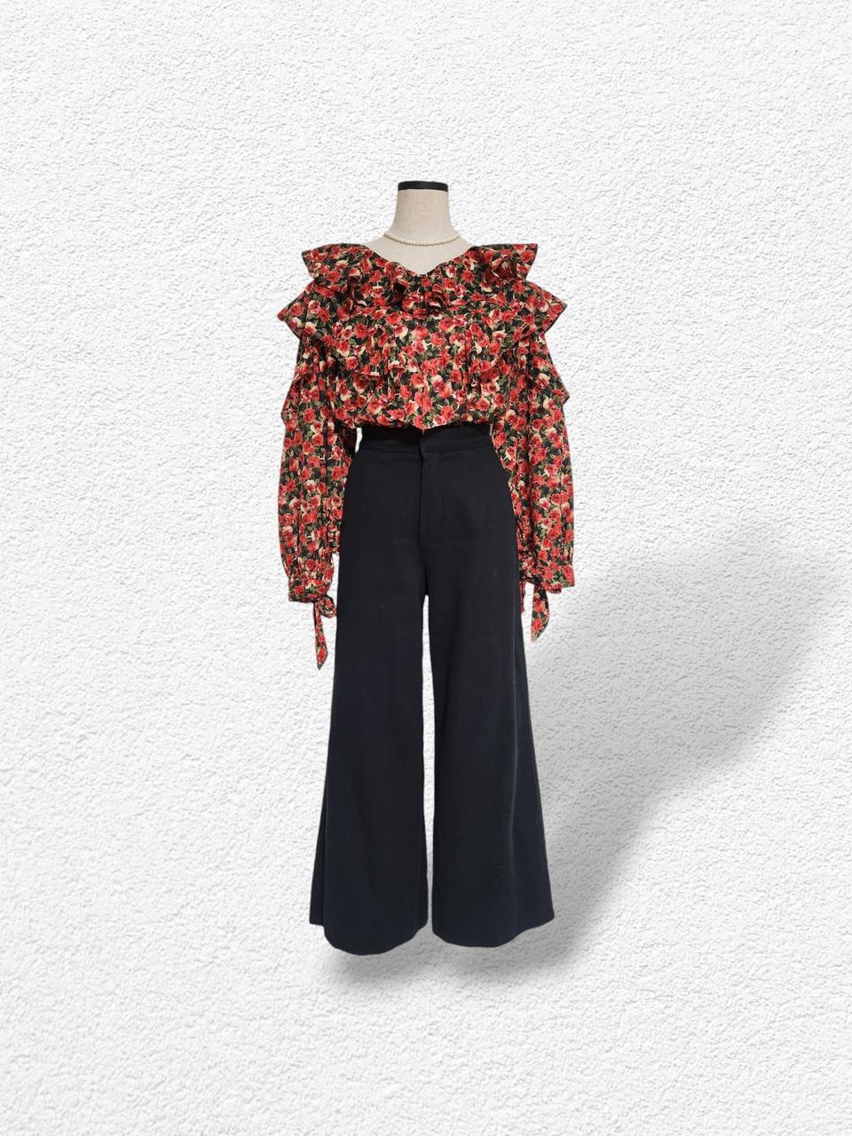 꽃무늬 프릴블라우스 F