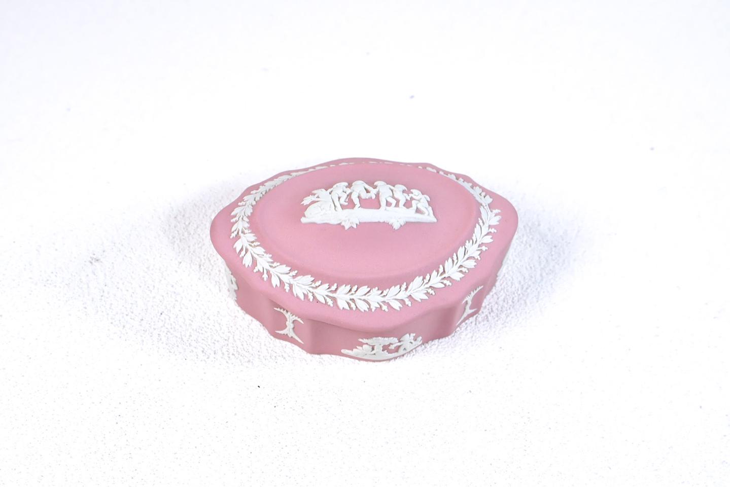 [영국앤틱] 웨지우드 제스퍼웨어 오발 트링켓박스 보석함_핑크