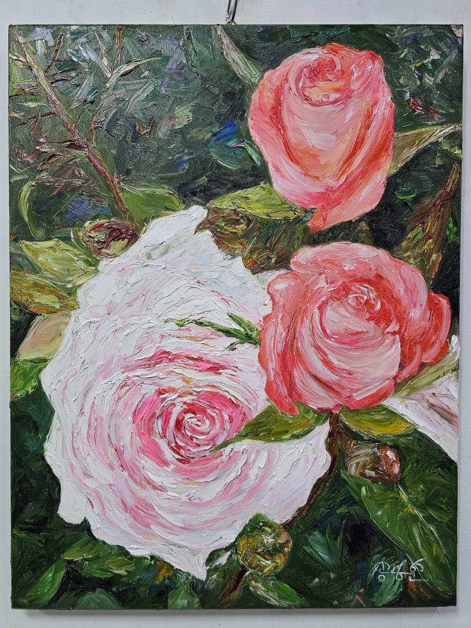 (원화) 10호 캔버스 유화그림 장미꽃 서양화