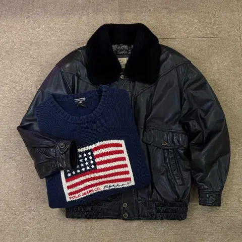 Sutton Place 양가죽 블랙 봄버자켓