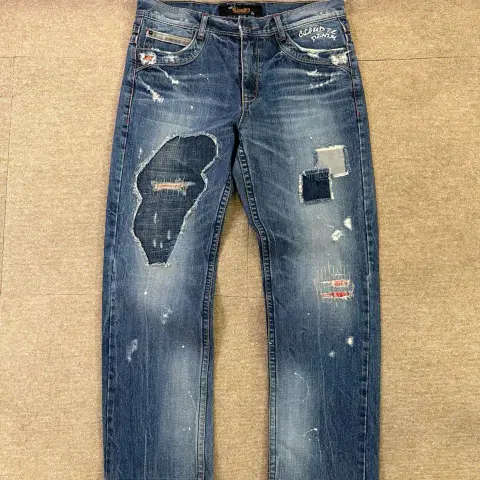 LEALES STRAWBERRY 90s 패치워크 데님팬츠