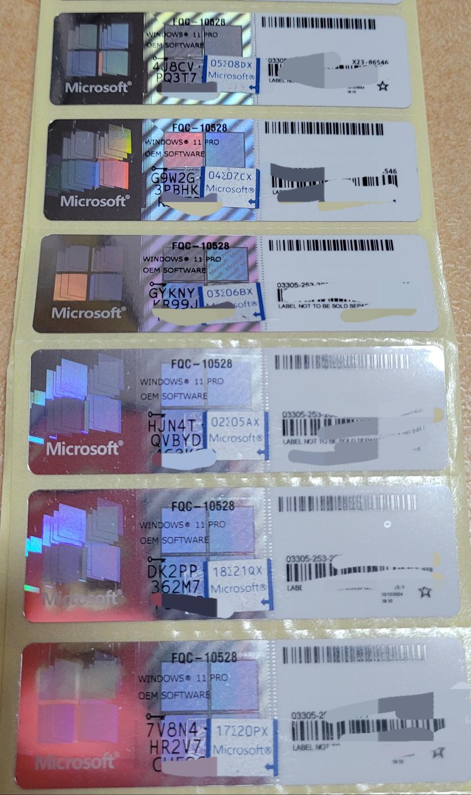 윈도우11 PRO 정품인증 스티커