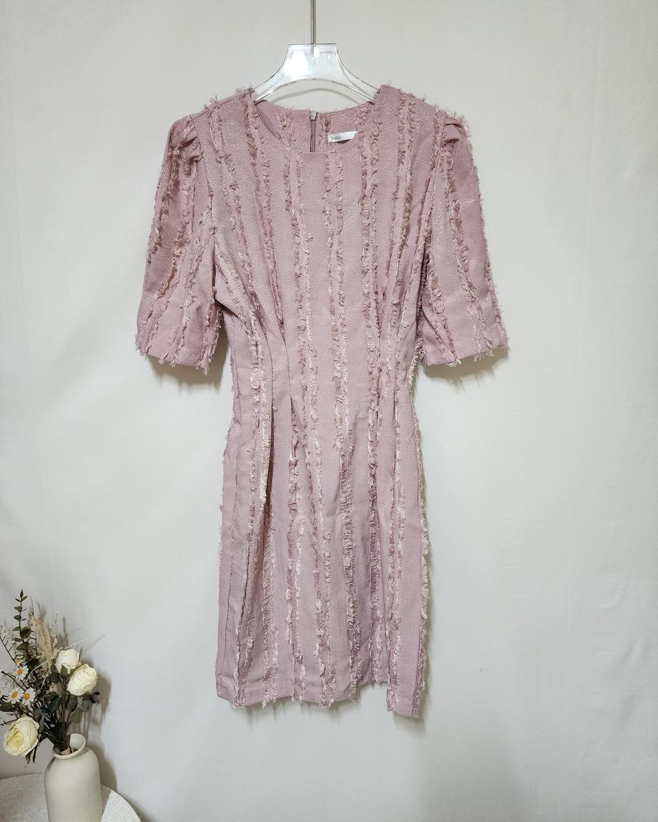 핑크 수술 반팔 미니원피스