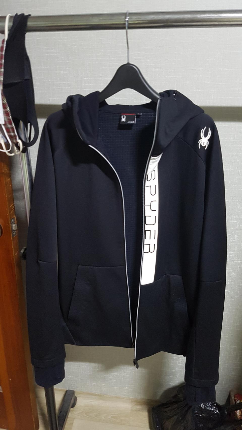 택포 95~100 정품 스파이더 SPYDER 블랙 기모 후드 짚업 자켓