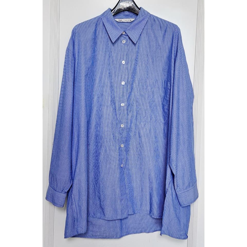 새상품* 자라 zara 셔츠 남방 스트라이프 오버핏 루즈핏 트임