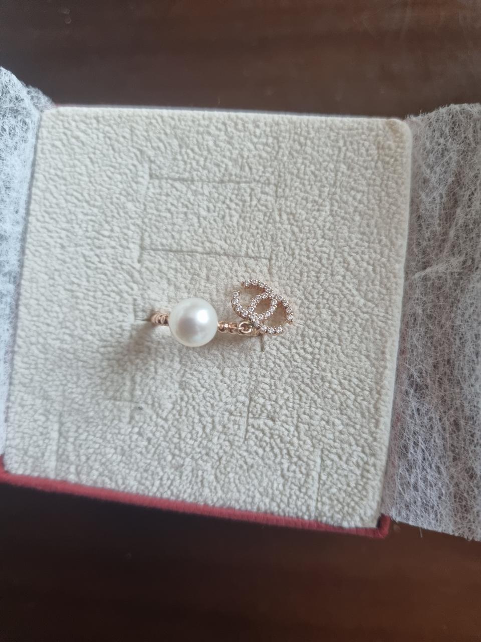 14k 진주 샤댕글 볼반지