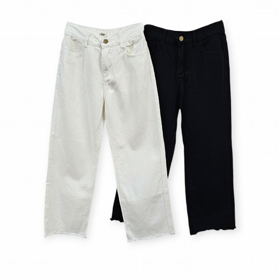 [새상품] 밑단 커팅 뒷밴딩 일자 바지