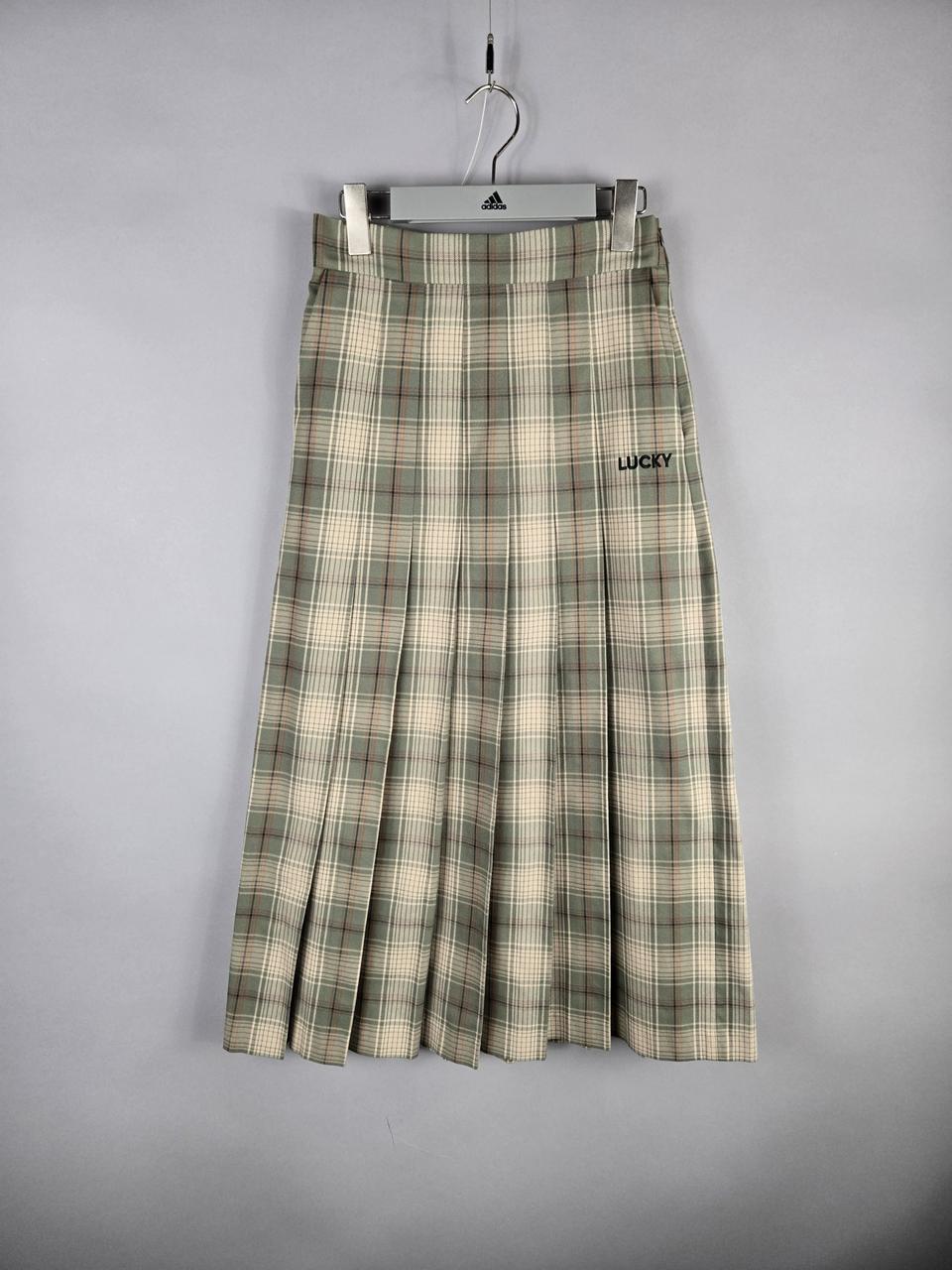 럭키슈에뜨 새상품 36 체크 주름 롱 스커트 치마