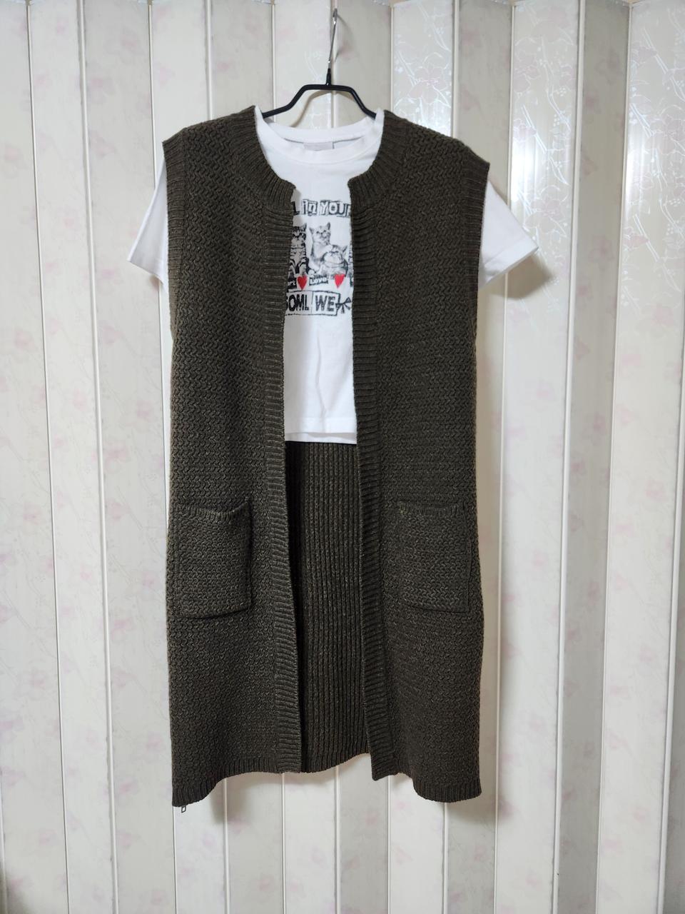 니트 롱 조끼 55~66