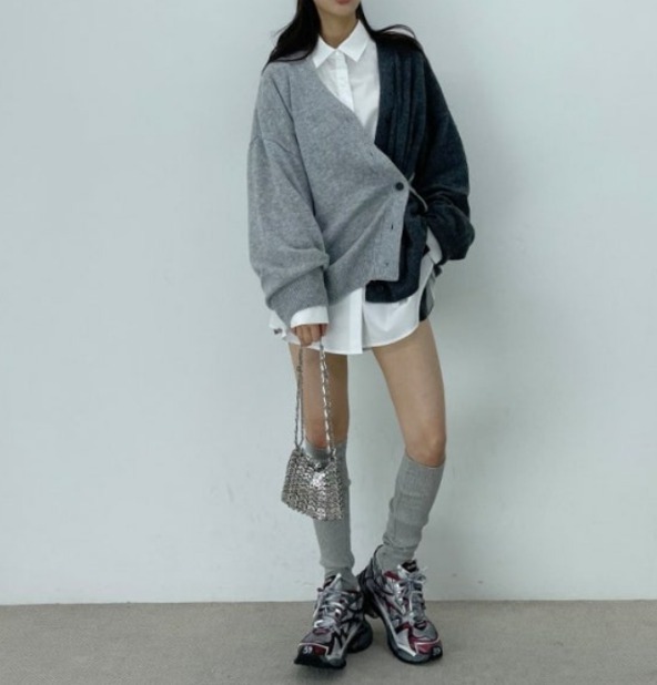 디투 톤앤톤 박시 가디건