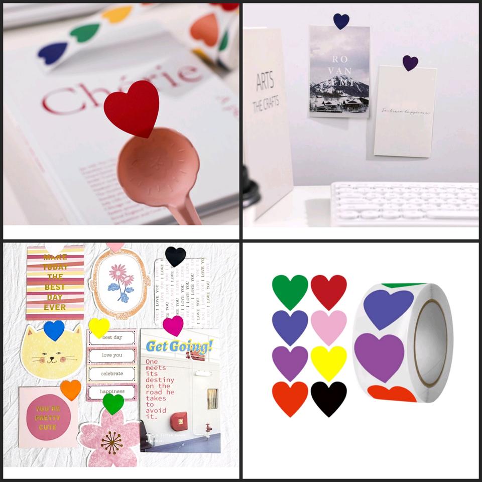 하트 롤스티커 500P 선물 포장 다꾸 스티커 8종