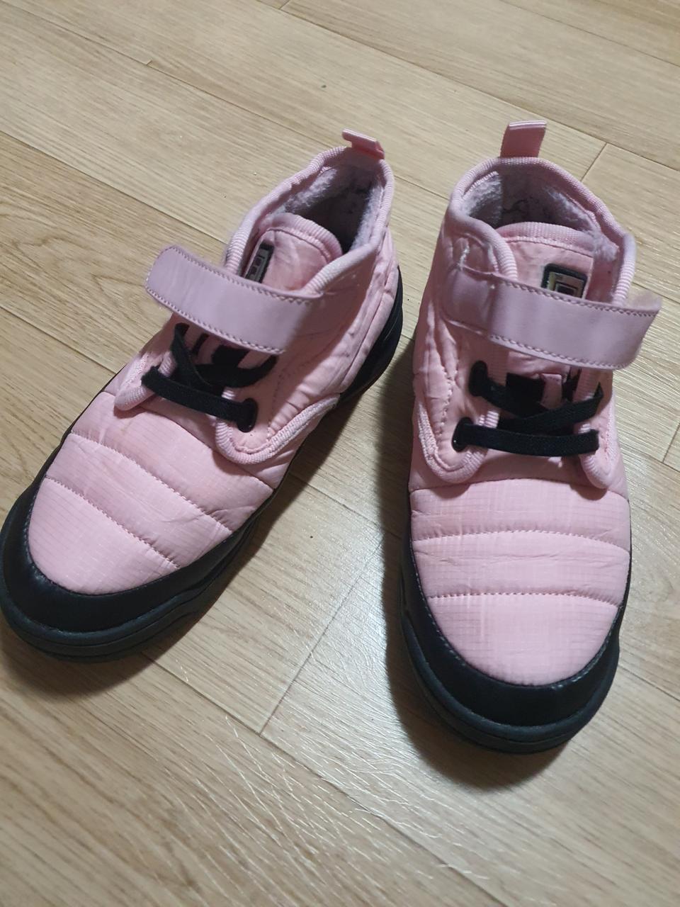 215mm 휠라 여아 패딩 기모 숏부츠 신발 운동화