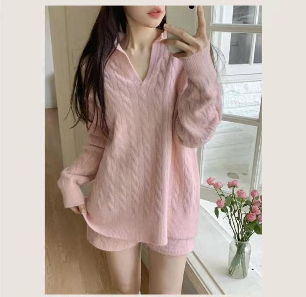 핑크핑크 니트 투피스세트