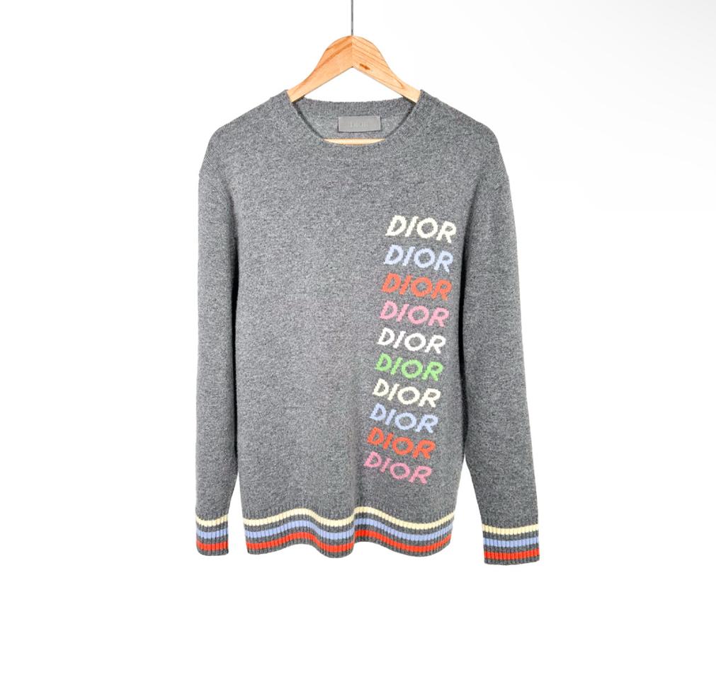 [M] DIOR 디올 남성 24ss 울 캐시미어 멀티로고 니트 그레이