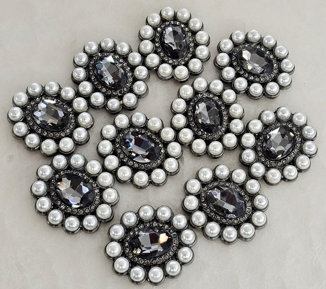 금속 진주테 타원형흑색 10개 일괄