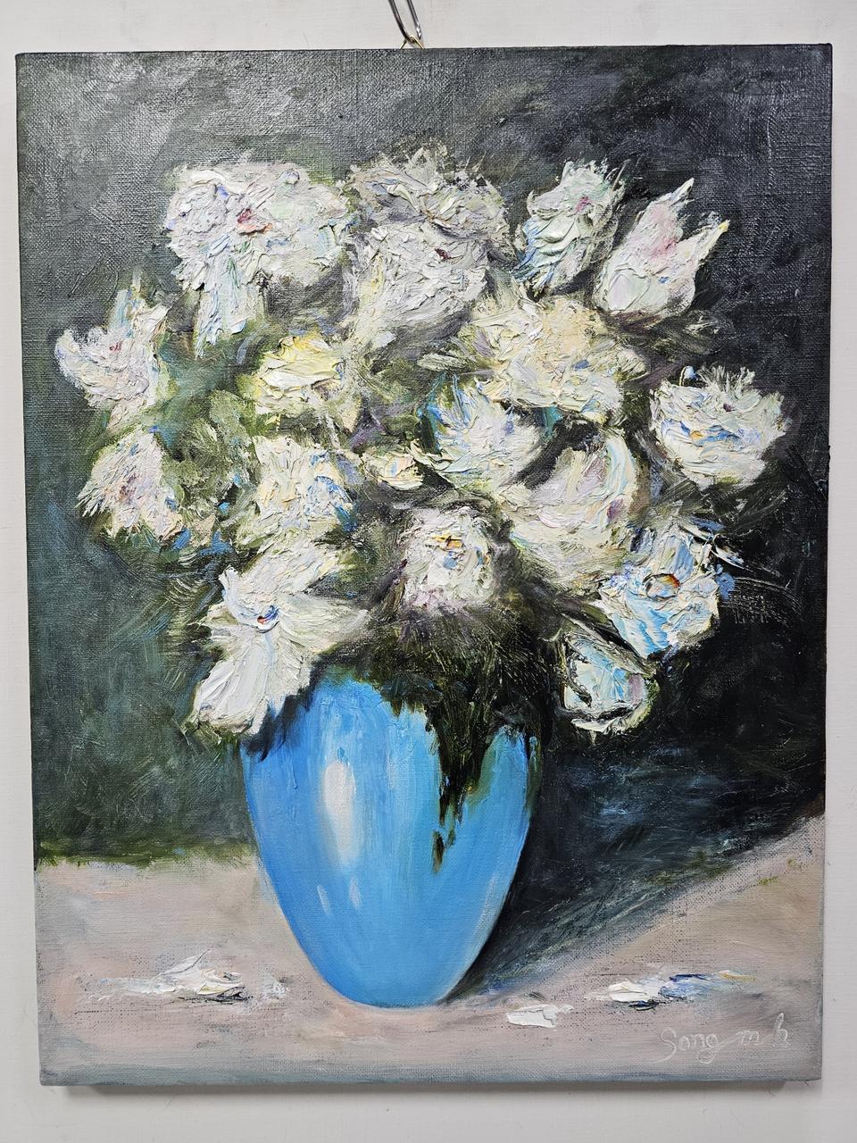 (원화) 10호 캔버스 유화그림 화병속의 꽃 정물화 서양화