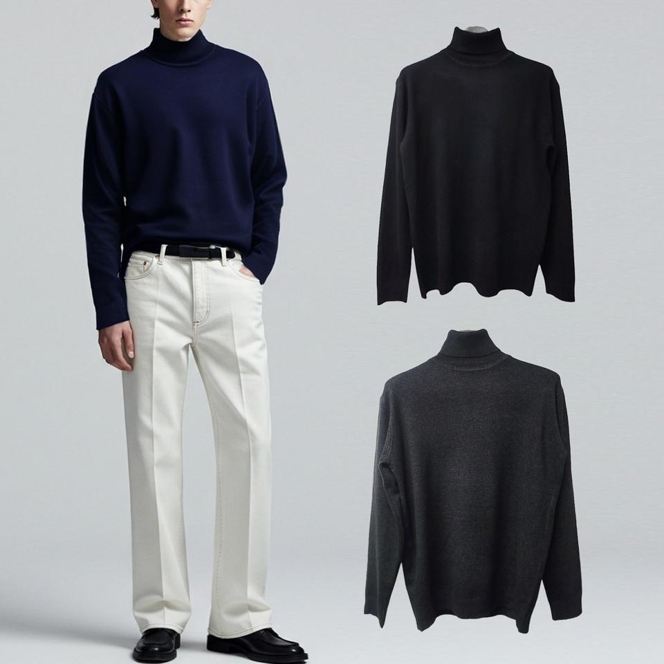 새상품 / 캐시미어 남성목폴라 105 터틀넥 스웨터 네이비