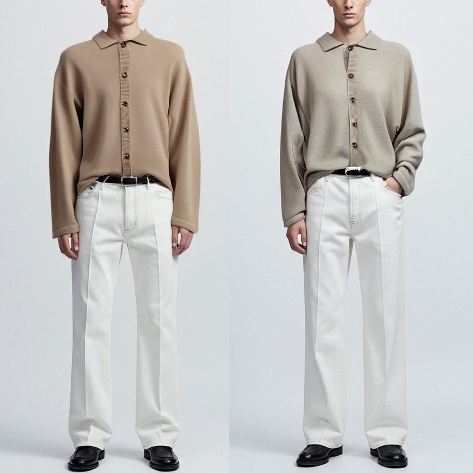 새상품 / 105사이즈 남자 카라 니트가디건 베이지컬러