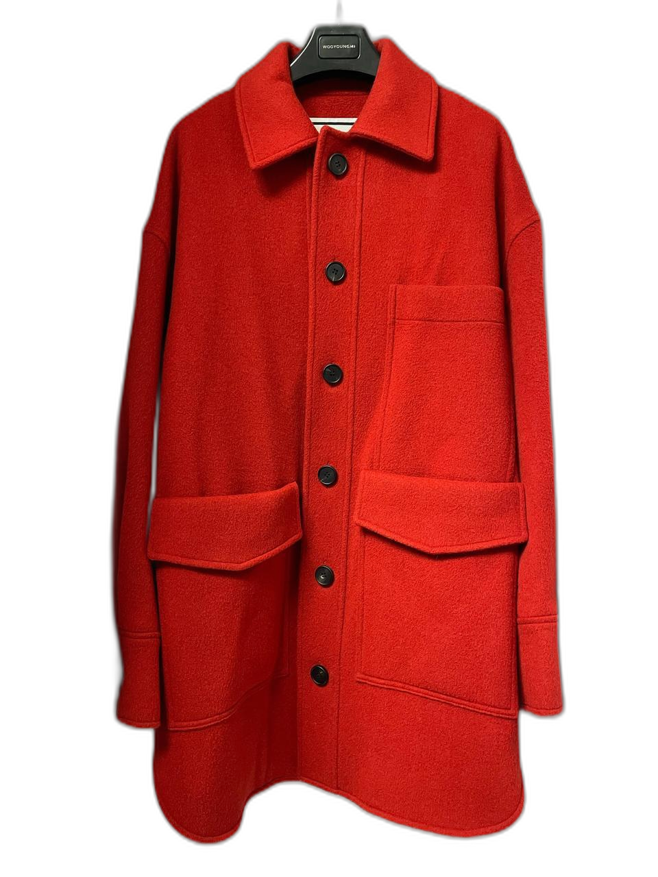 우영미 레드 캐시미어 오버핏 코트 48사이즈