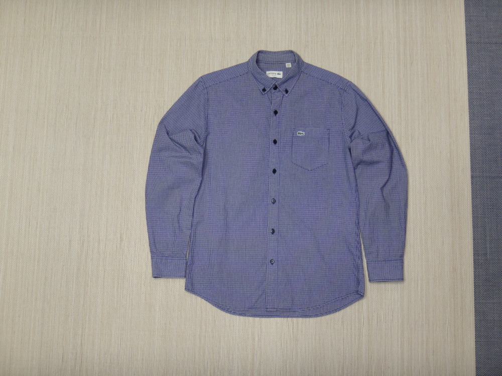 (100) 라코스테 깅엄체크 슬림핏 긴팔 면 셔츠