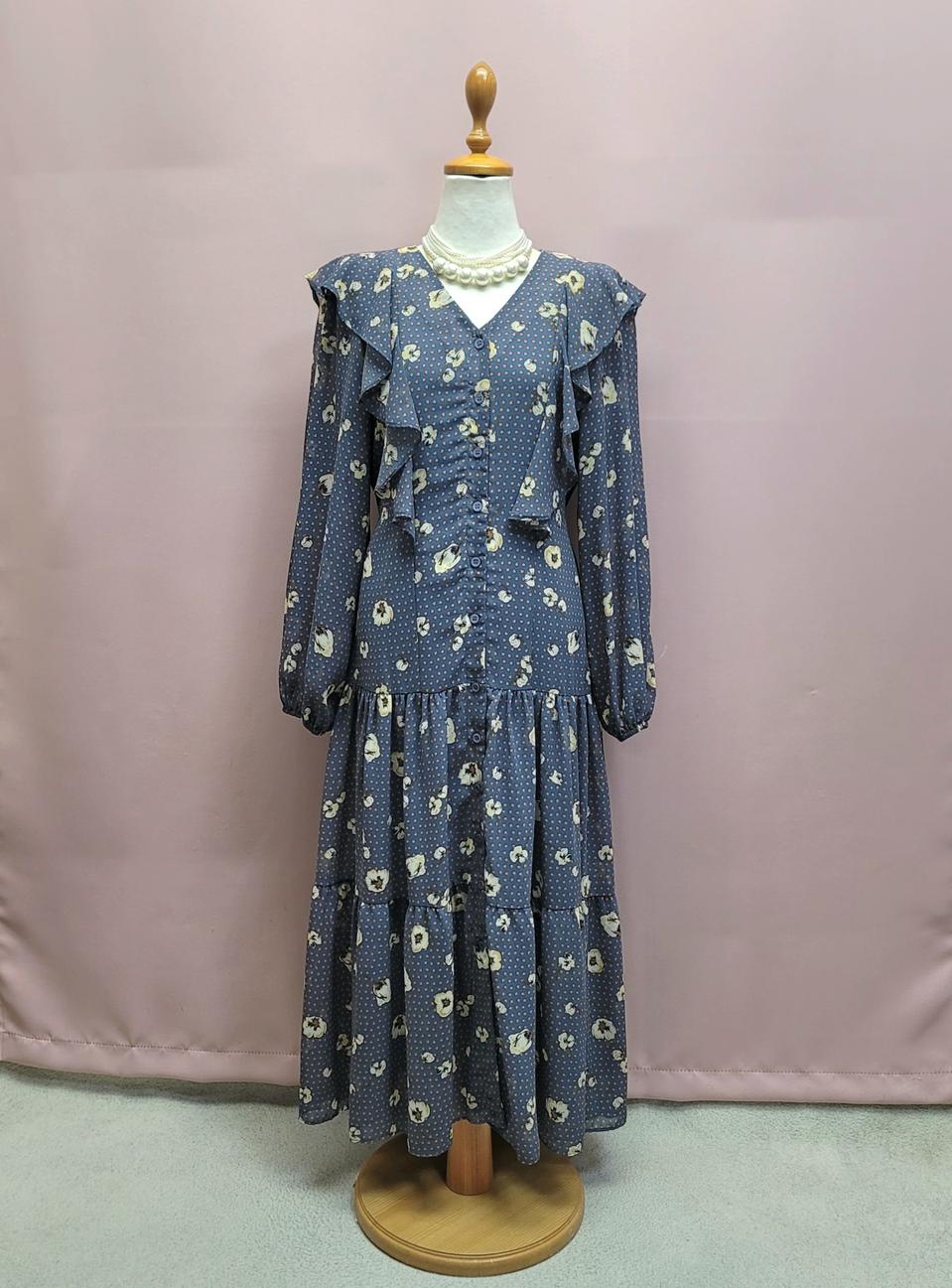 레코브 프릴 플라워 롱원피스