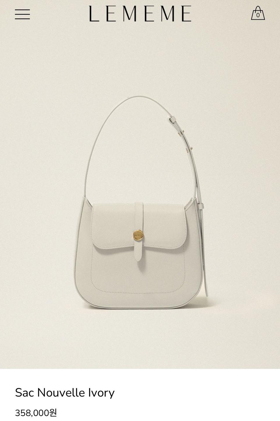 르메메 LEMEME 삭 누벨르 아이보리 숄더백 토트백 더스트백 포함
