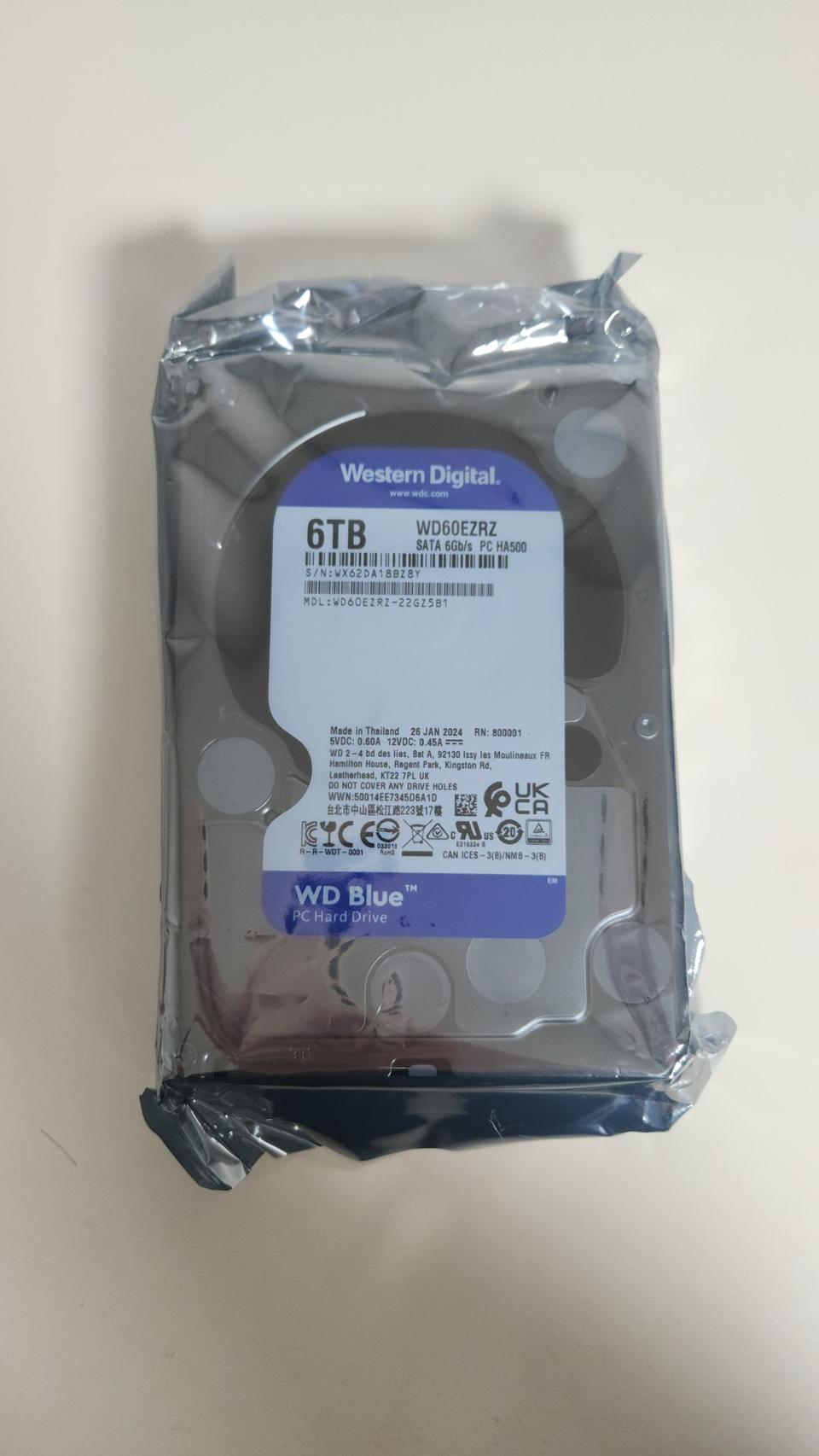 (미사용) WD Blue 6TB(6테라) 하드디스크 팝니다.