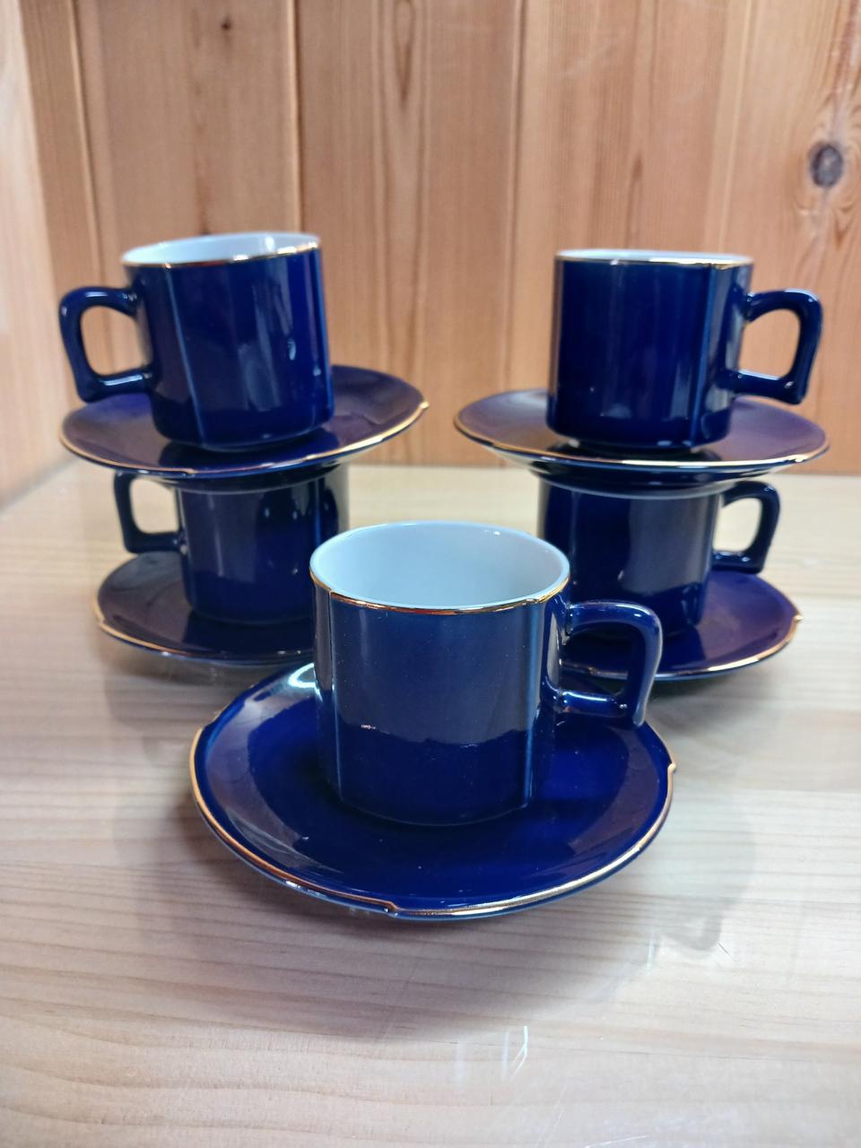 빈티지 코발트 블루 커피잔 5조