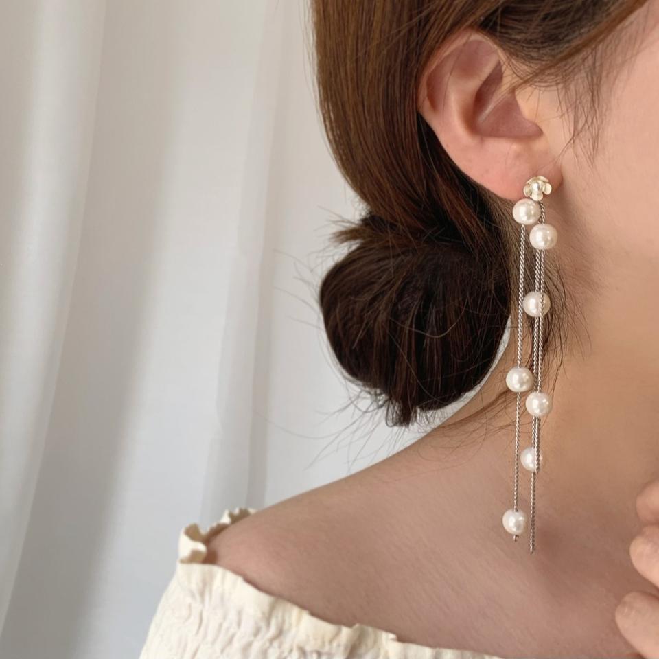 웨딩촬영 셀프웨딩 진주 드롭 귀걸이 (덤 증정)