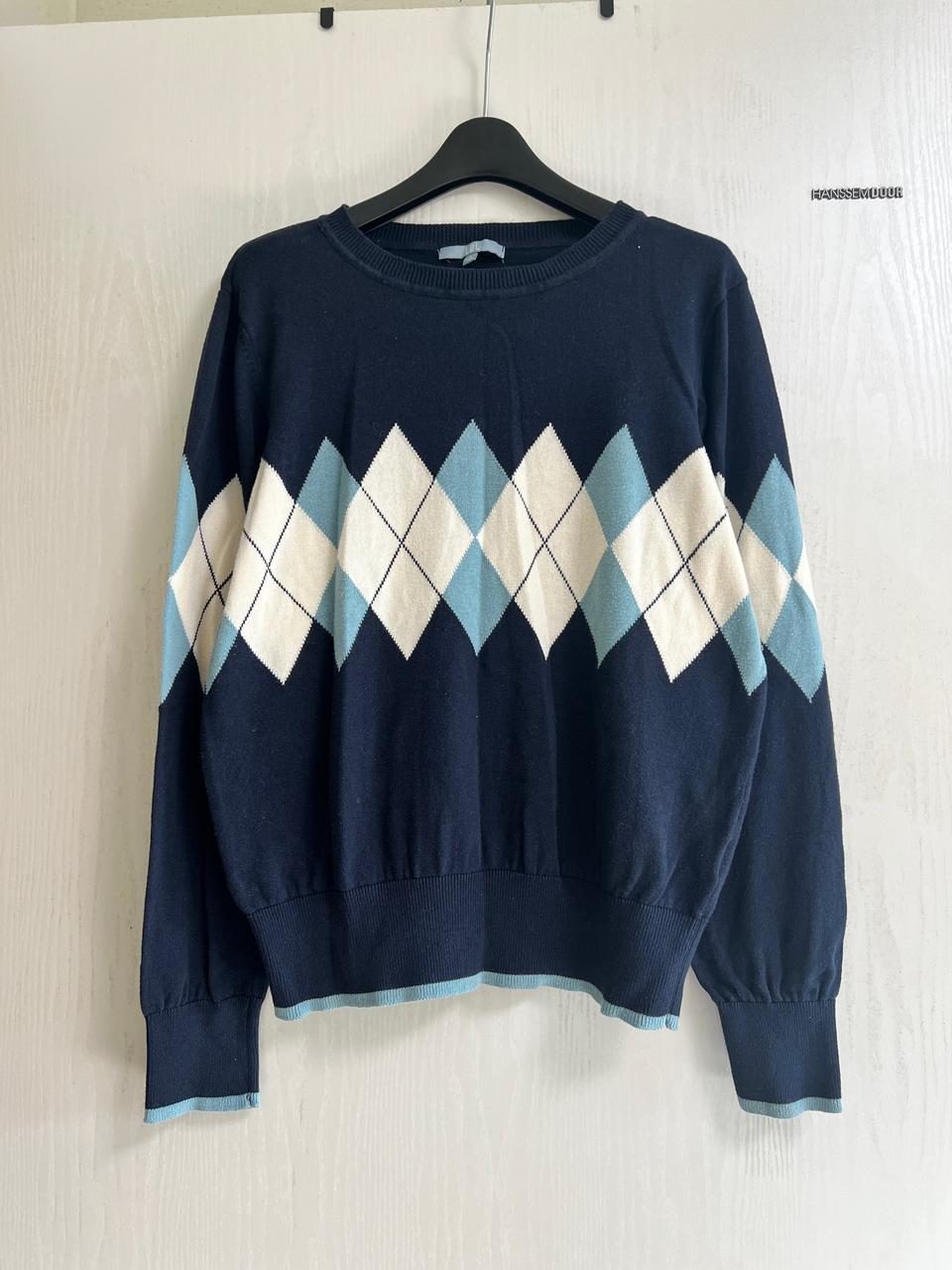 [LBL 엘비엘] 아가일 체크 니트 / L(55-77)