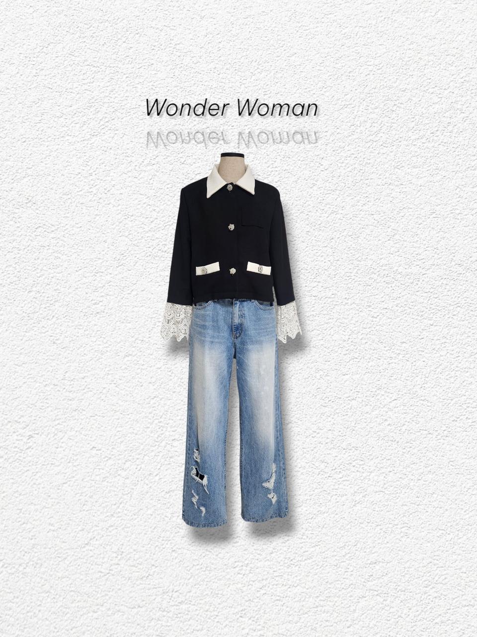 레이스소매 간절기자켓 F