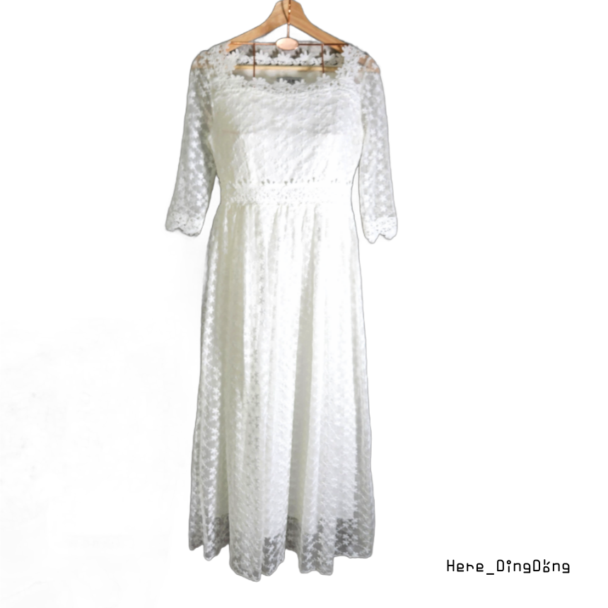 S / 7부소매 셀프웨딩 촬영용 드레스