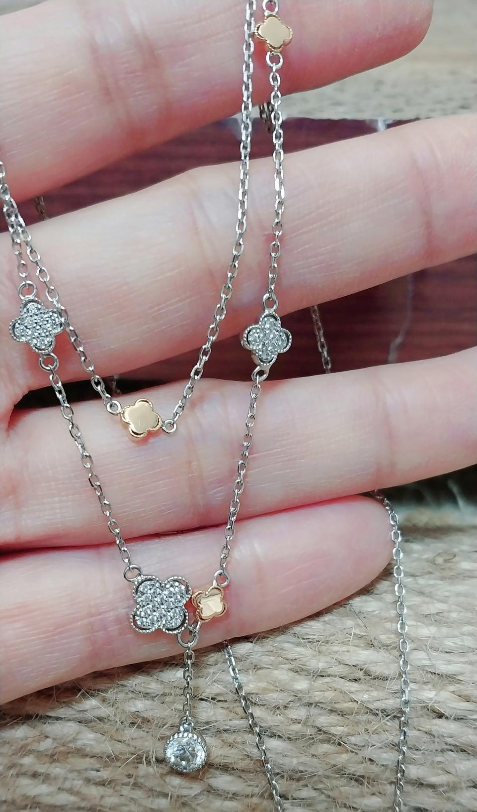 18k두줄 화이트 목걸이가격내림