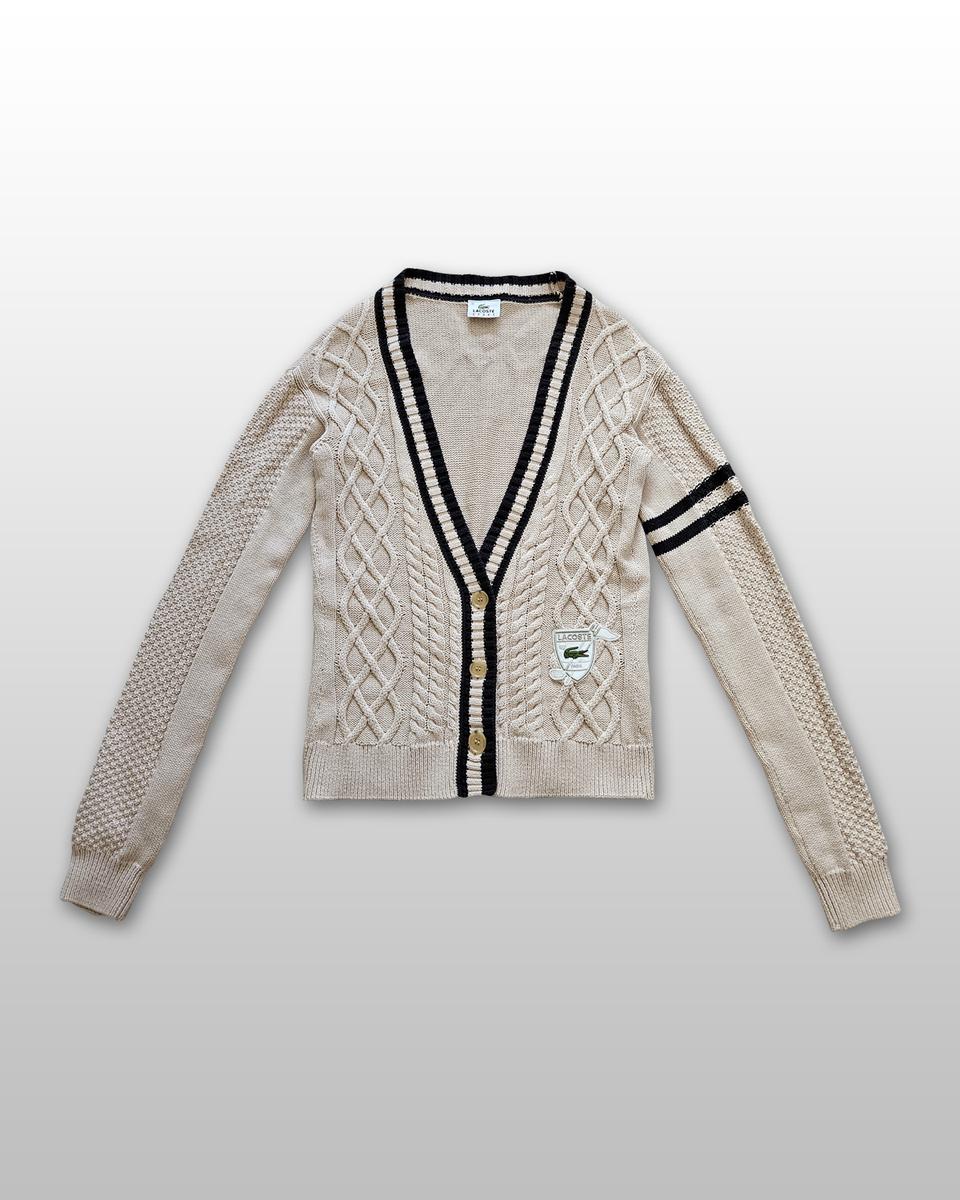 라코스테 베이지 꽈배기 가디건