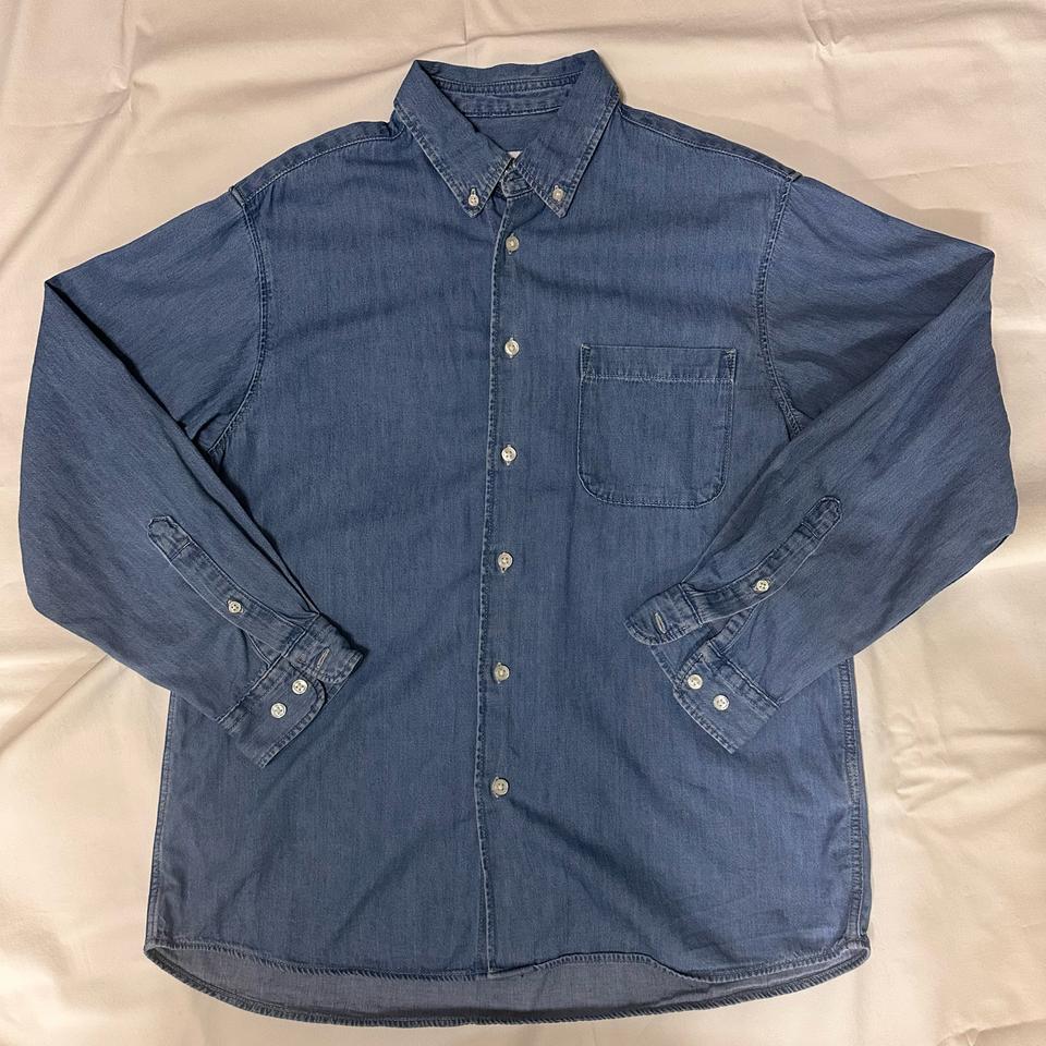 탑텐 오버핏 셔츠 S 남녀공용 청남방