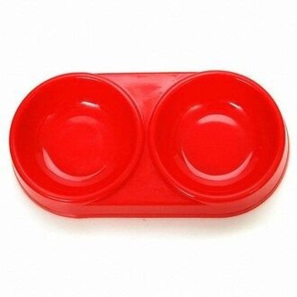 새 빨강색 2구 급식기 급수기 밥그릇 물그릇 접시 그릇