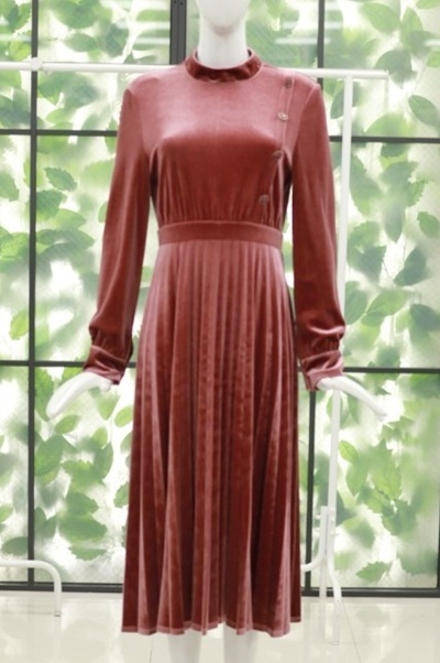 새) 듀엘 벨벳 플리츠 원피스 