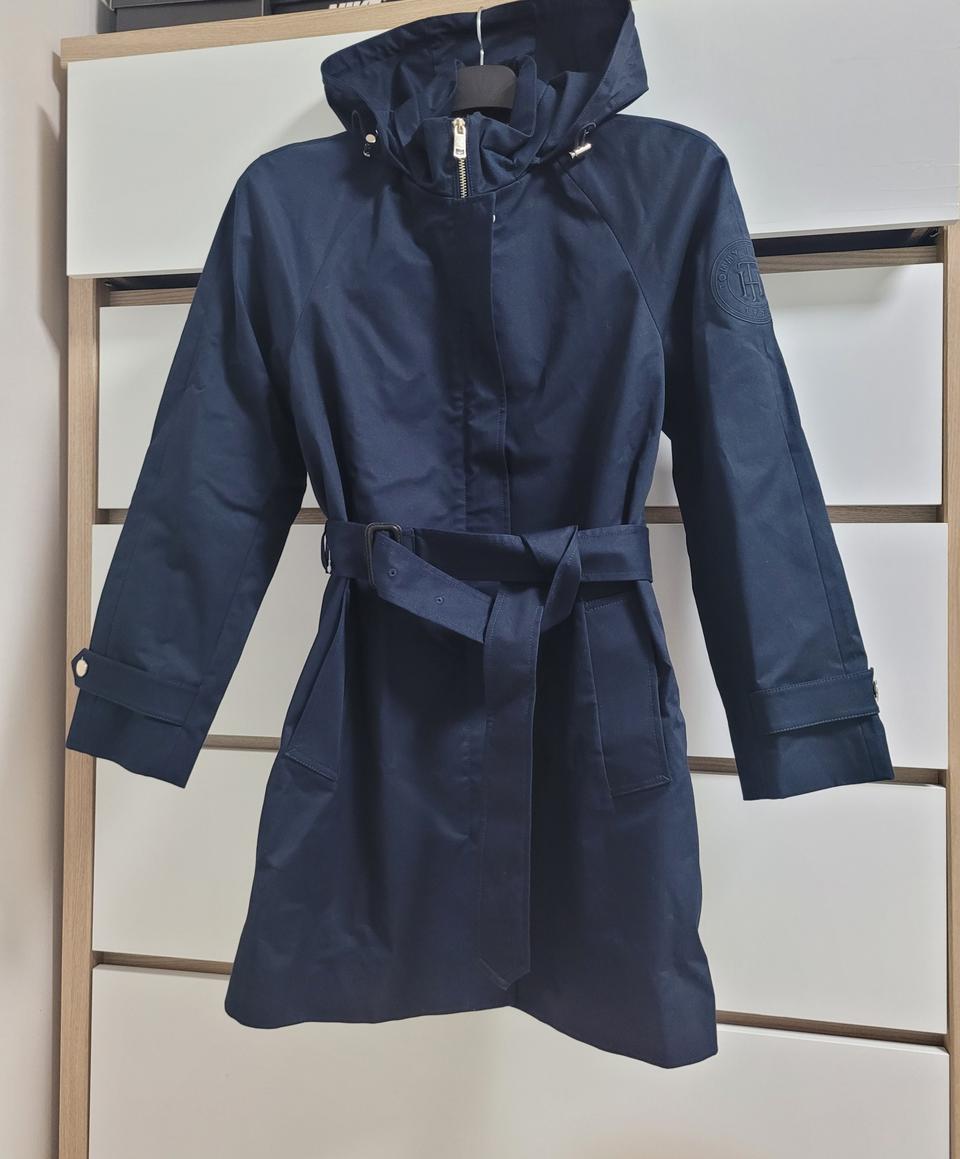 새상품)TOMMY 타미 여성 면혼방 벨티드 후드 트렌치 자켓S,M